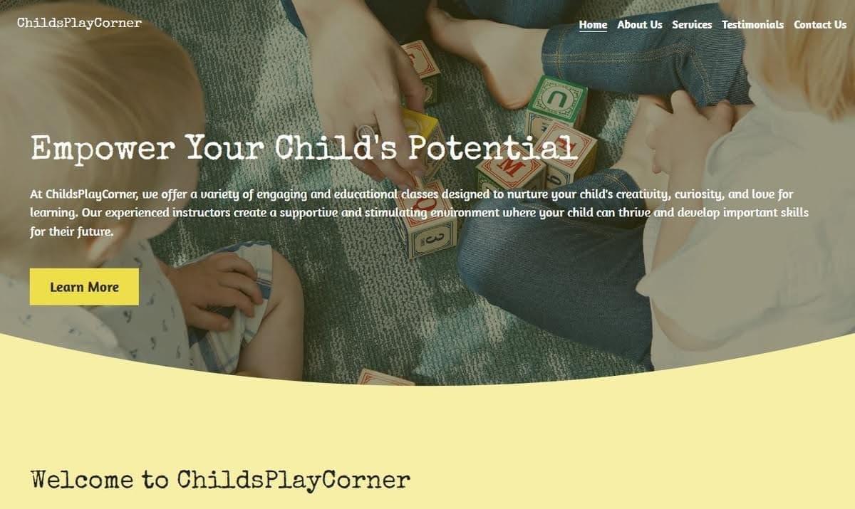 Plantilla de clase para niños de Strikingly