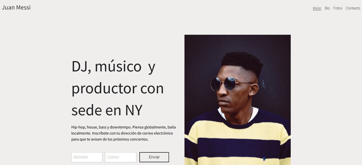 Plantilla de DJ de Strikingly