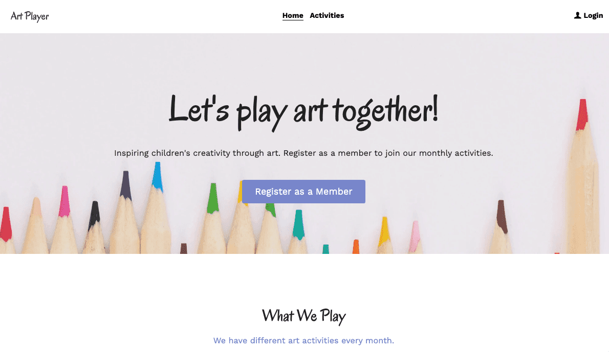 Plantilla ArtPlayer de Strikingly