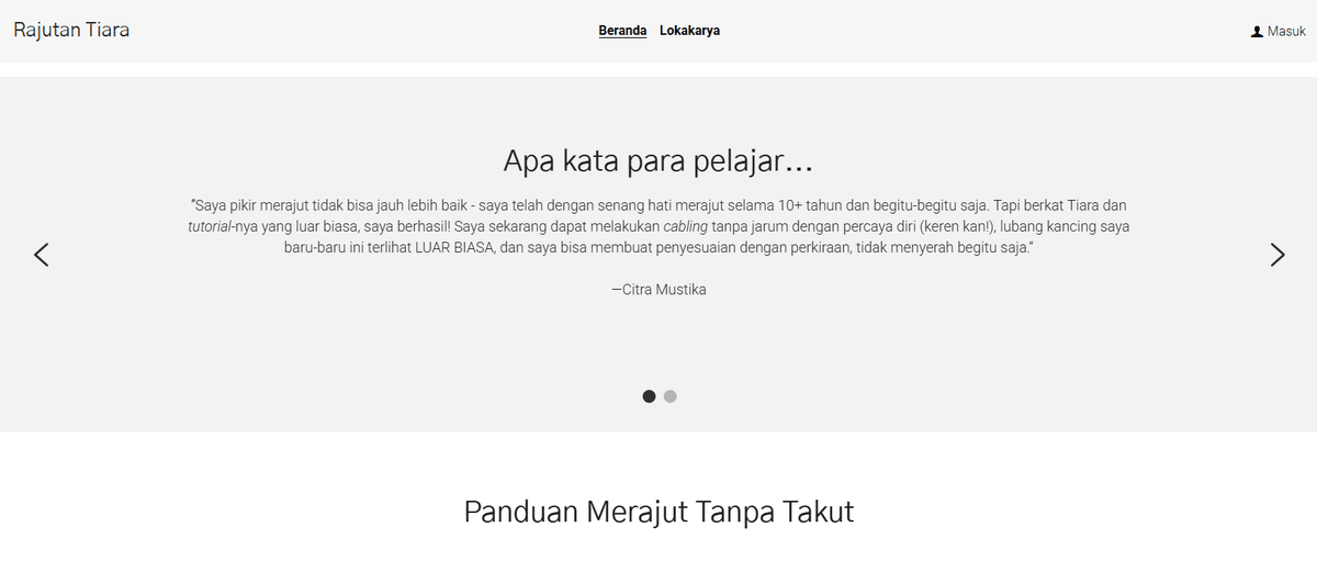 Templat Rajutan Carla dari Strikingly
