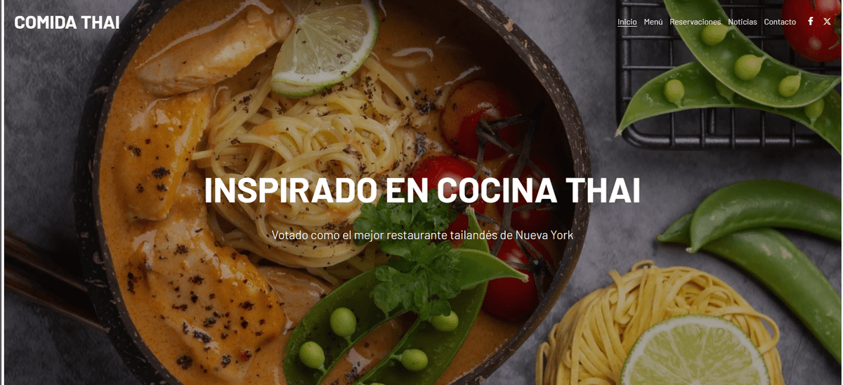 Plantilla de restaurante tailandés de Strikingly