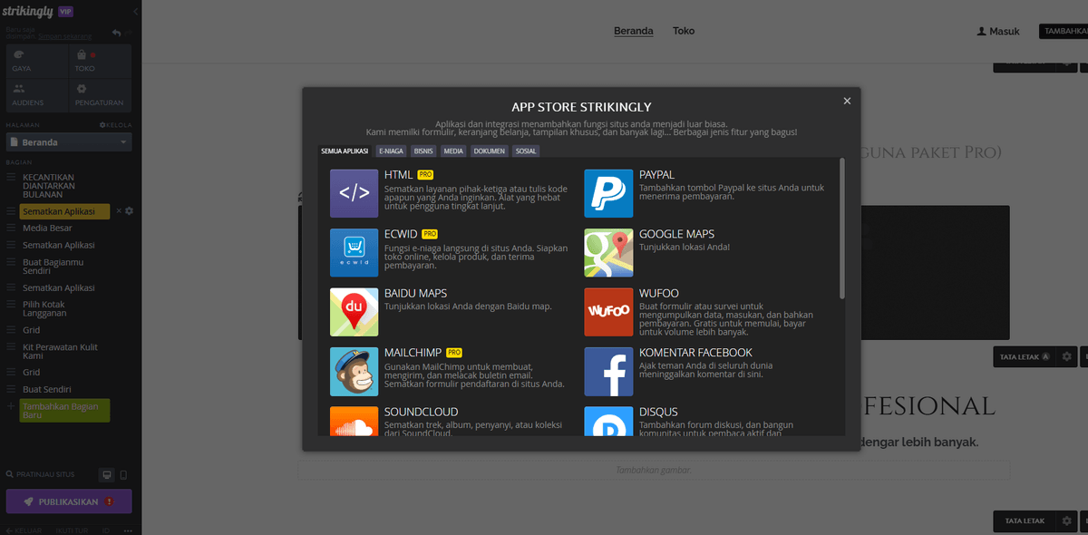 Personalisasi Email dengan Strikingly - Integrasi