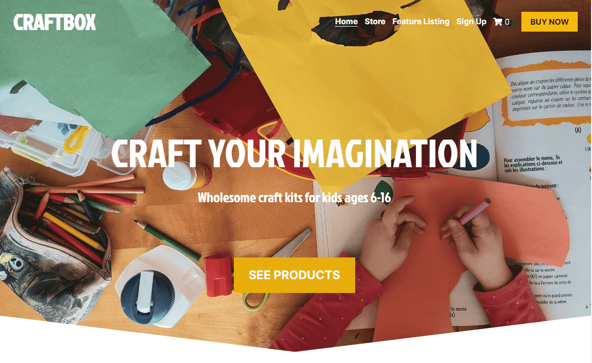 Plantilla Craft Box de Strikingly