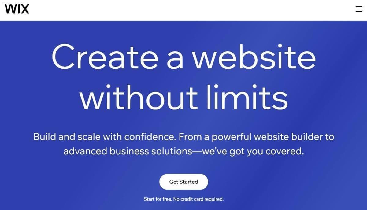 Página de destino de Wix