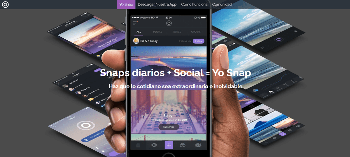 Plantilla Snap de Strikingly