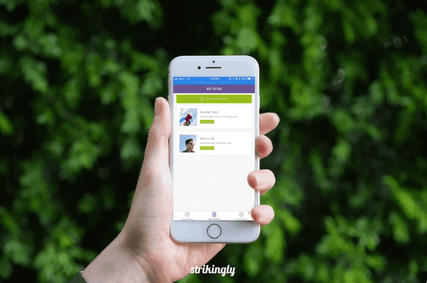 Plantilla Snap de Strikingly