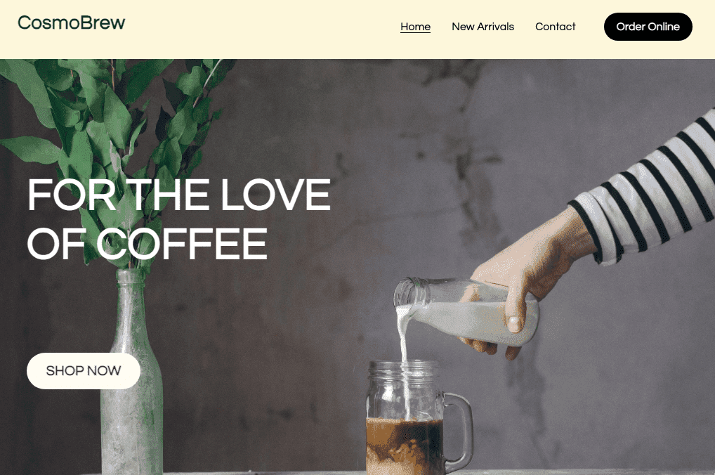Plantilla CosmoBrew de Strikingly