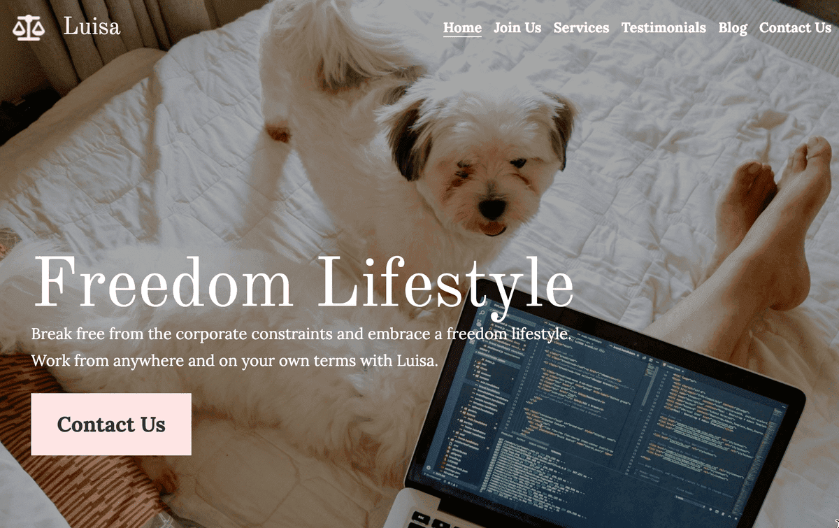 Plantilla de estilo de vida libre de Strikingly