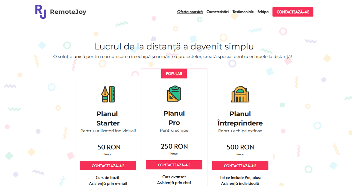 Șablon de bucurie la distanță de la Strikingly