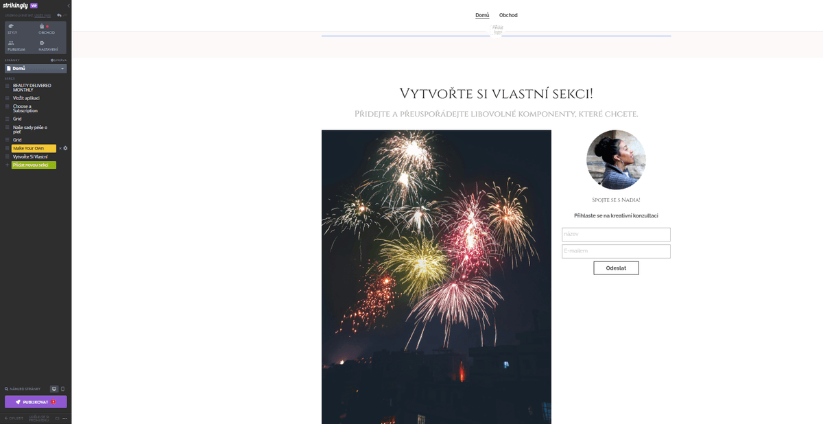 Úžasně editor webových stránek