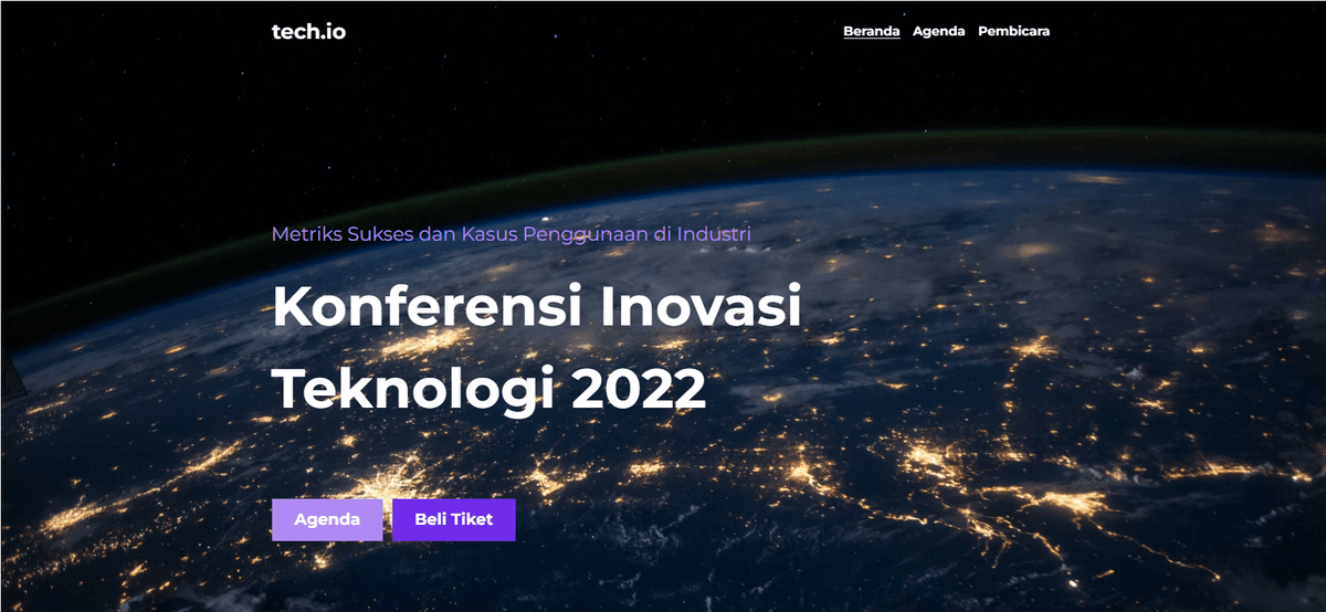 Templat Tech IO dari Strikingly