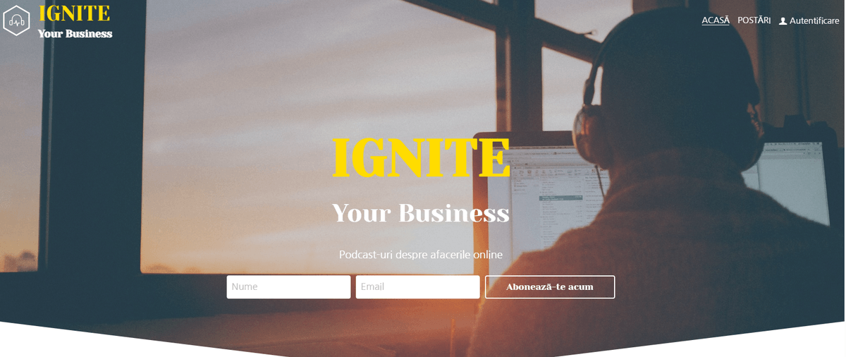 Șablon de podcast Ignite Your Business de la Strikingly