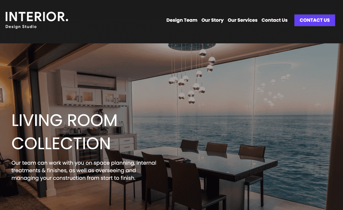 Šablona interiéru od Strikingly