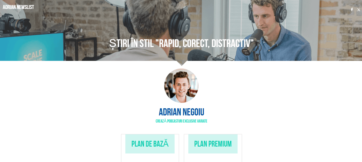 Șablon de podcast de la Strikingly