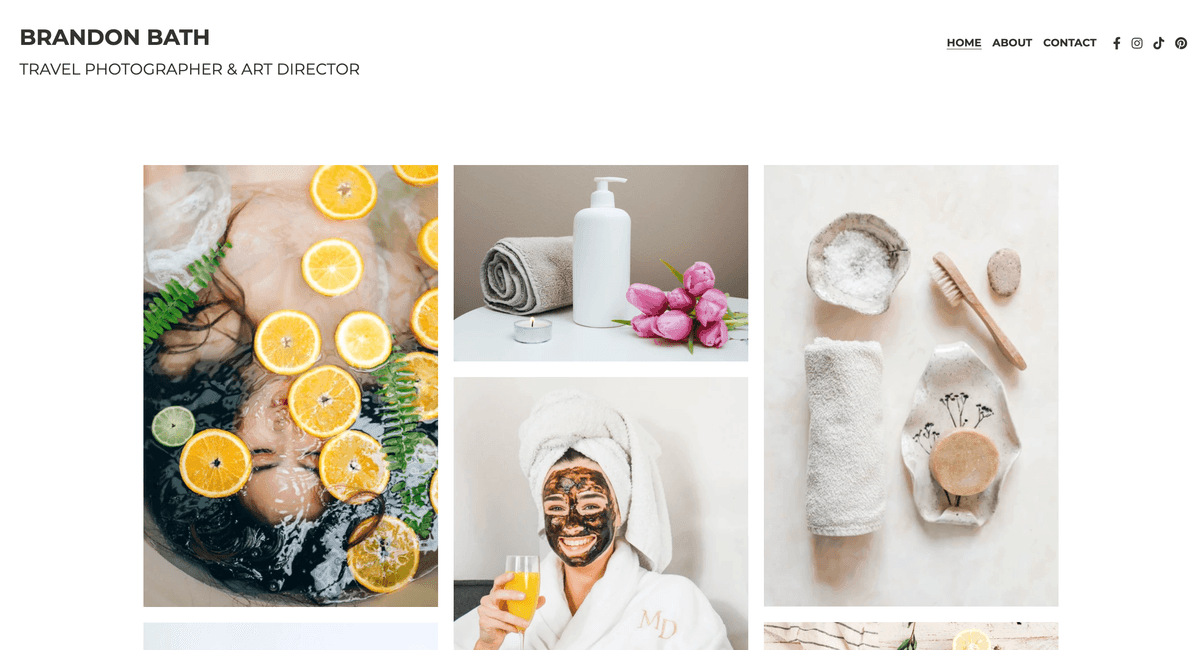 Template Fotografi Berubin dari Strikingly