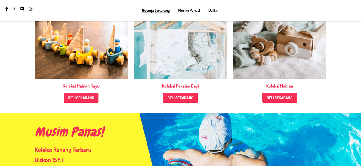 Template Toko Online Peggi dari Strikingly