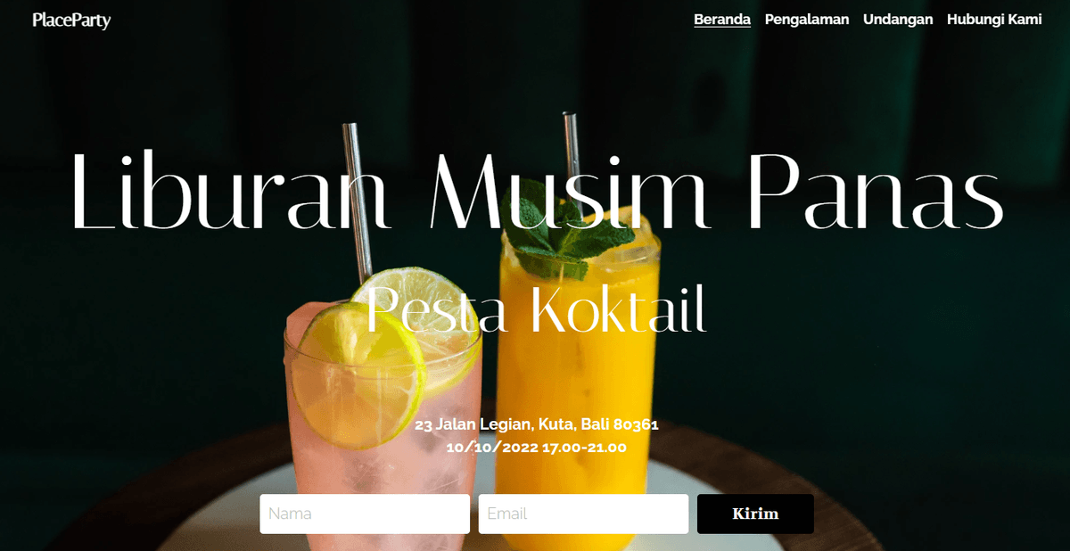 Template PlaceParty dengan Desain yang Menarik