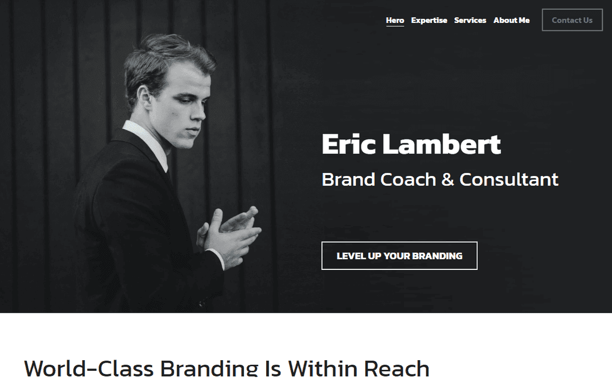Plantilla de Brand Coach de Strikingly