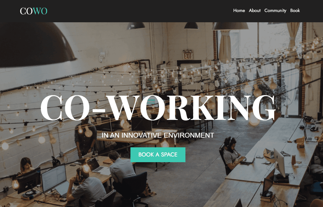 Plantilla de coworking de Strikingly