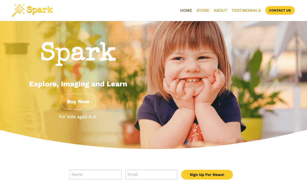 Plantilla Spark de Strikingly