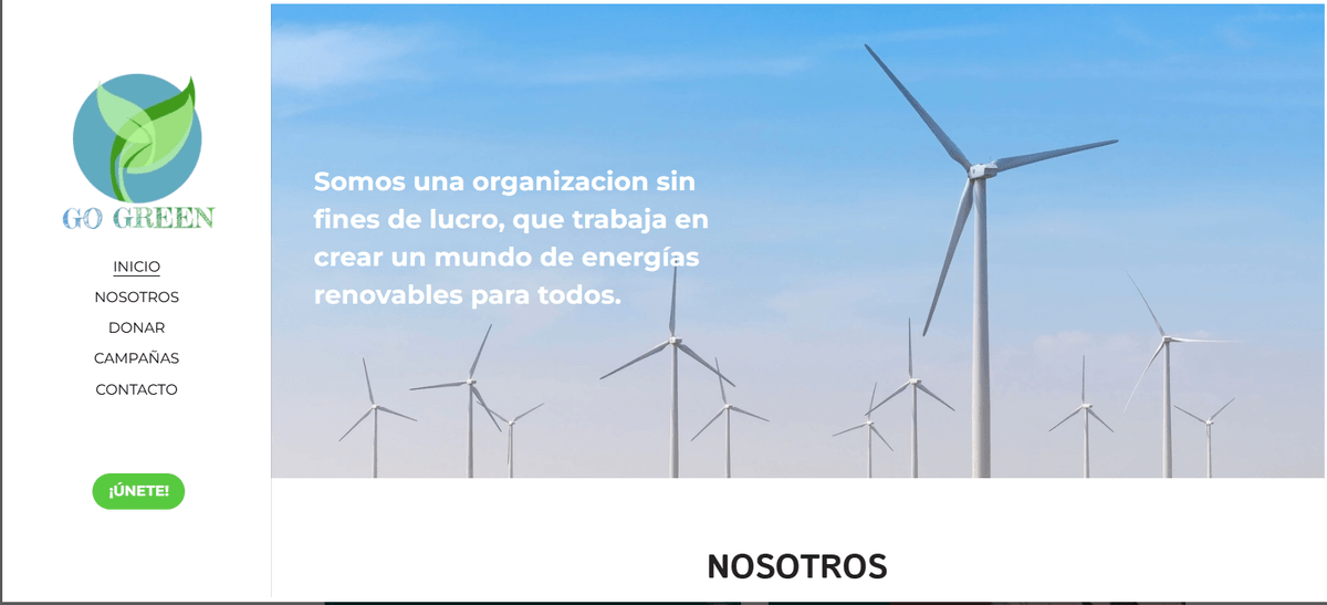 Plantilla GoGreen de Strikingly