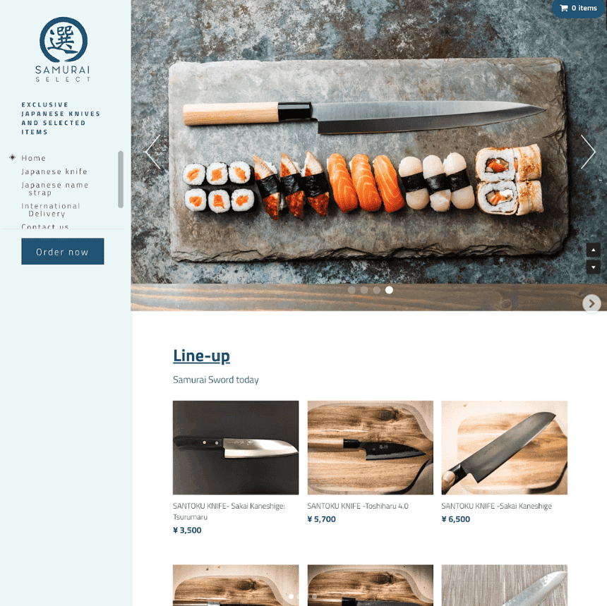 Sitio web impactante con páginas de productos