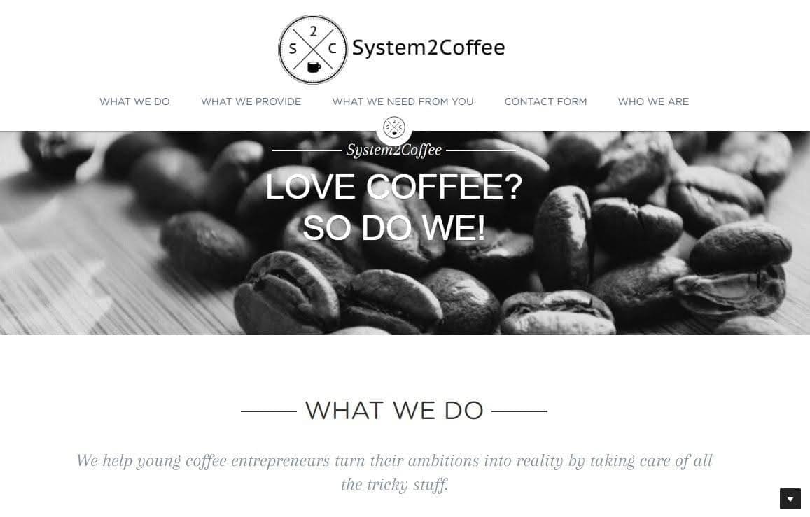Sitio web de System2coffee