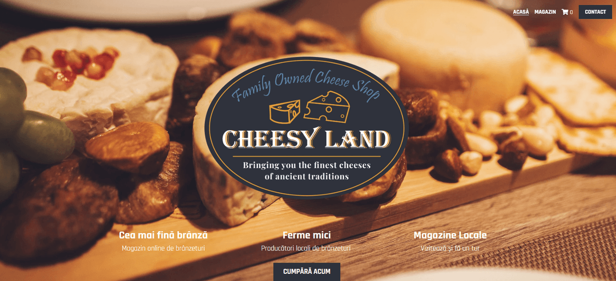 Șablon de magazin online Cheesy Land de la Strikingly