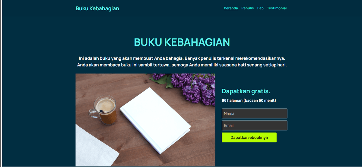 Ide Magnet Utama: Template Buku Bahagia dari Strikingly