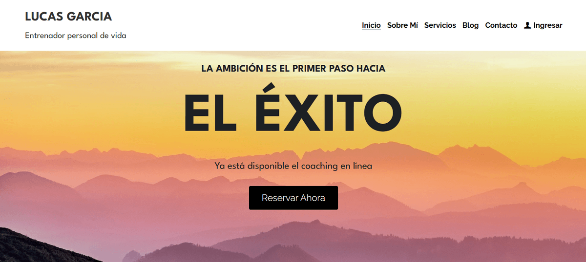 Plantilla de coaching personal de Strikingly