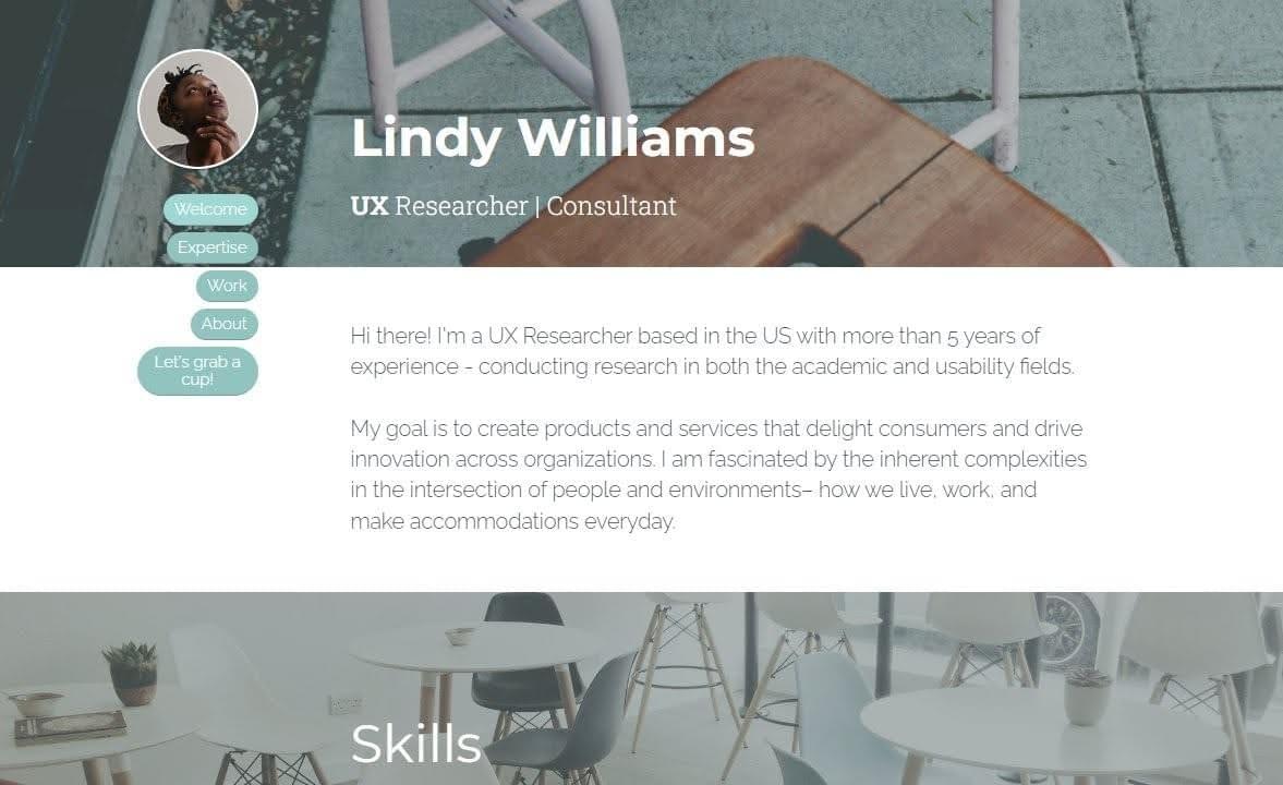 Plantilla de personaje de Strikingly