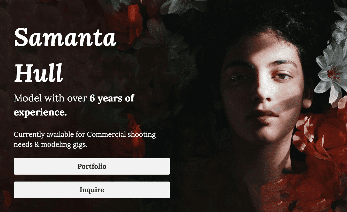 Plantilla de Samantha Hull de Strikingly