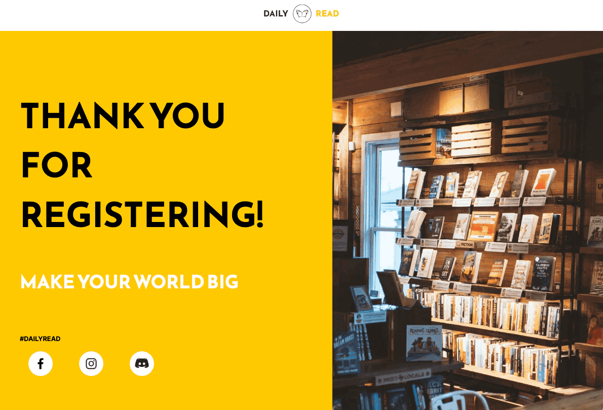 Plantilla de lectura diaria de Strikingly