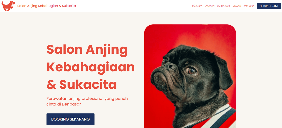 Template Salon Anjing Bahagia dari Strikenly