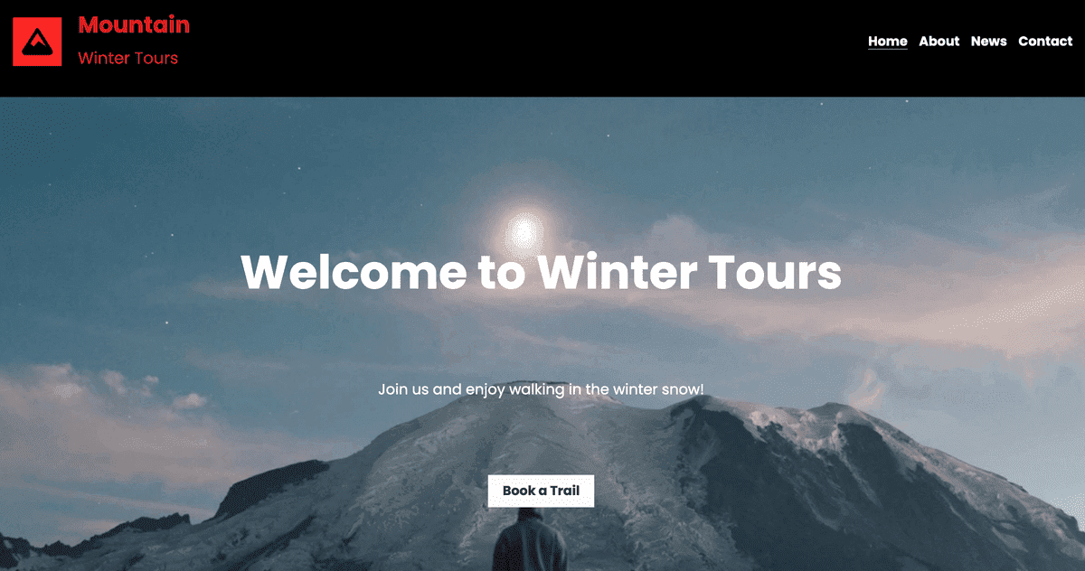 Plantilla de viajes de invierno de Strikingly