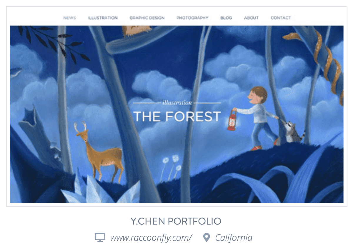 Sitio web de Raccoon Fly con nombre de dominio