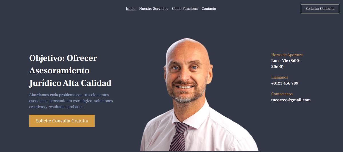 Plantilla de consultoría jurídica de Strikingly