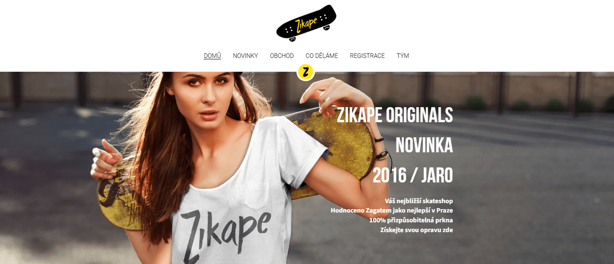 Šablona Zikape od Strikingly