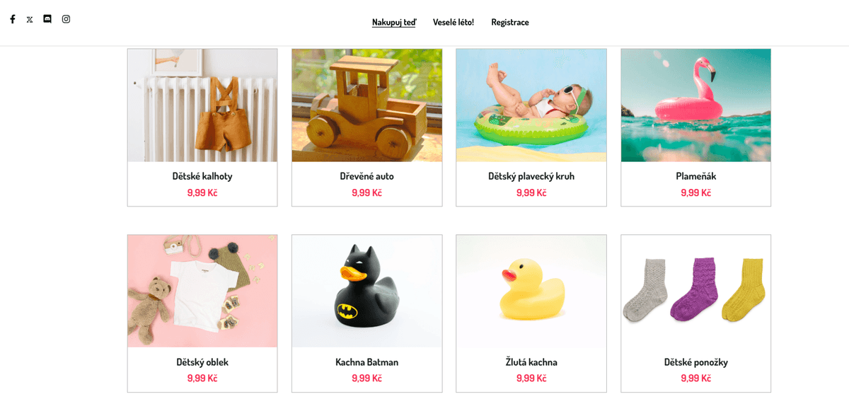 Šablona internetového obchodu Peggi od Strikingly