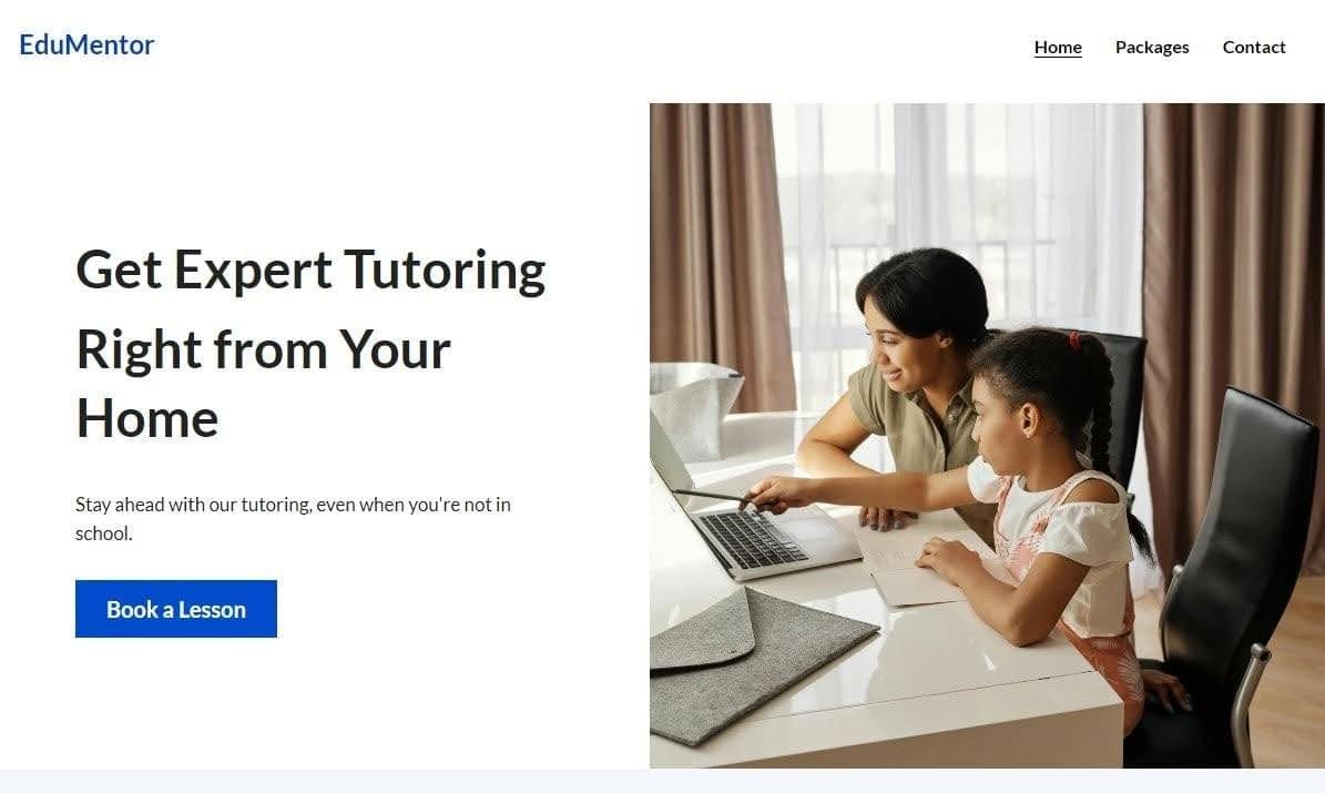 Plantilla Edumentor de Strikingly