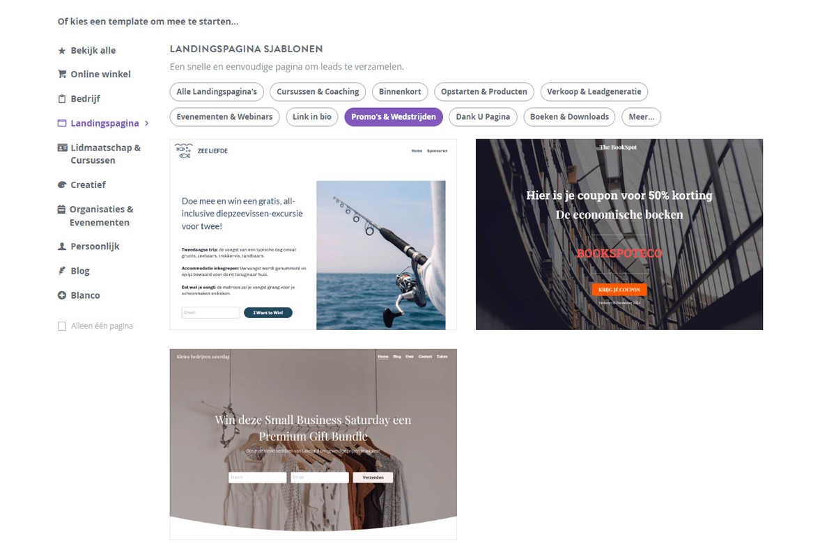 Hoe maak je een mobiele app-website met Strikingly - Selecteer sjabloon