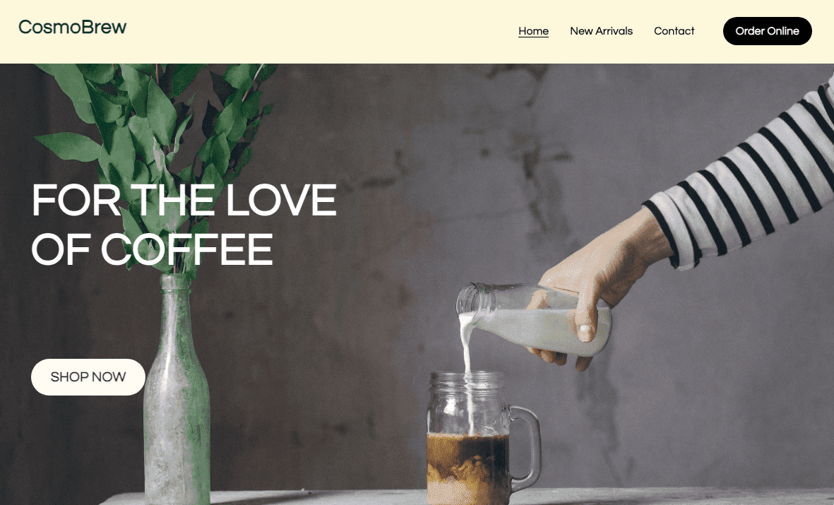 Plantilla CosmoBrew de Strikingly