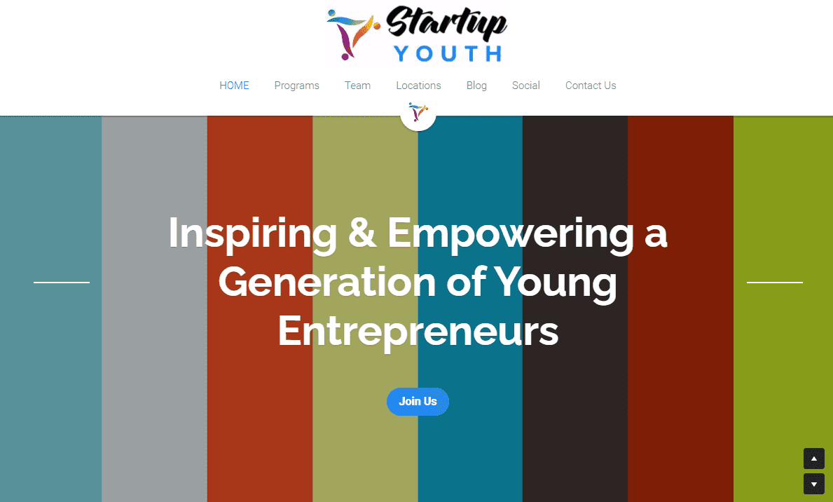 Sitio web de Startup Youth