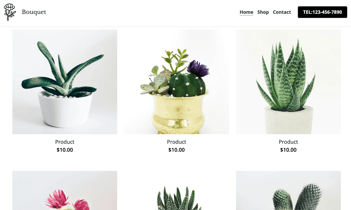 Plantilla para tienda de ramos de Strikingly