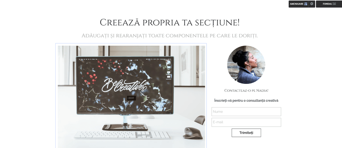 Creează-ți propria secțiune de la Strikingly
