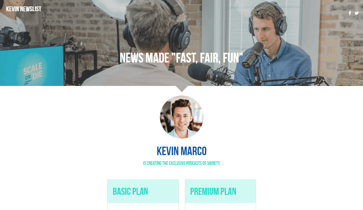 Plantilla de podcast de Strikingly