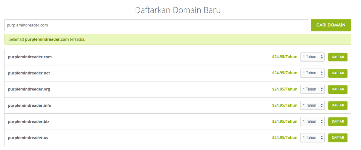 Halaman Pendaftaran Domain yang Menarik