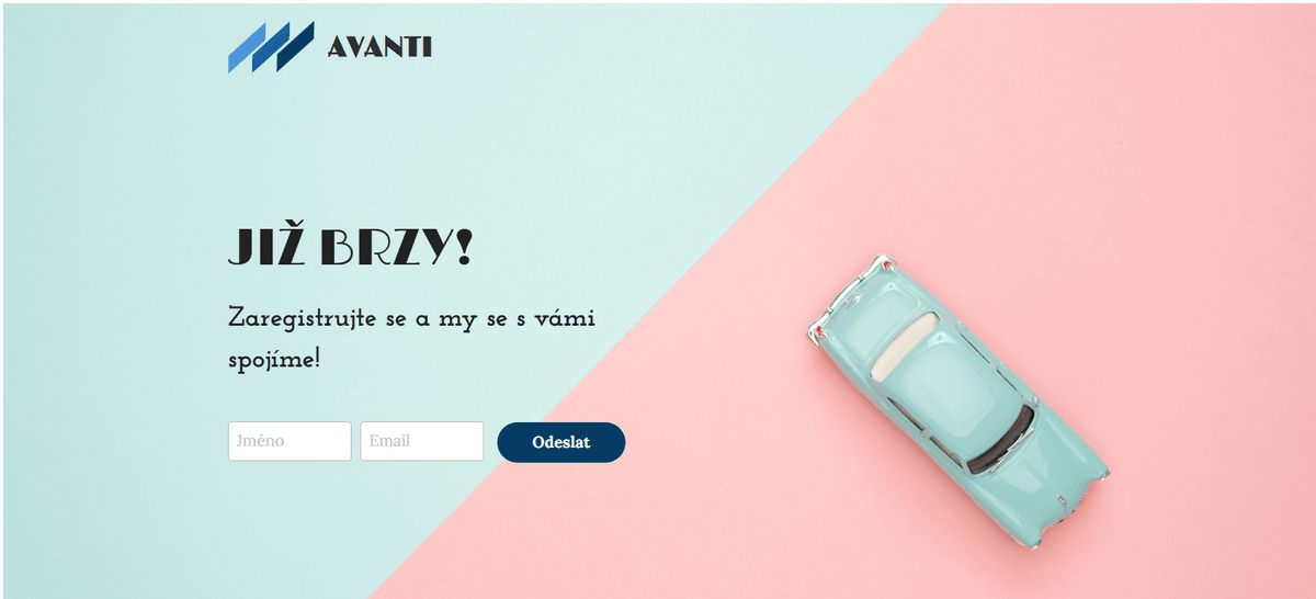 Nápad na lead magnet: Šablona Avanti od Strikingly