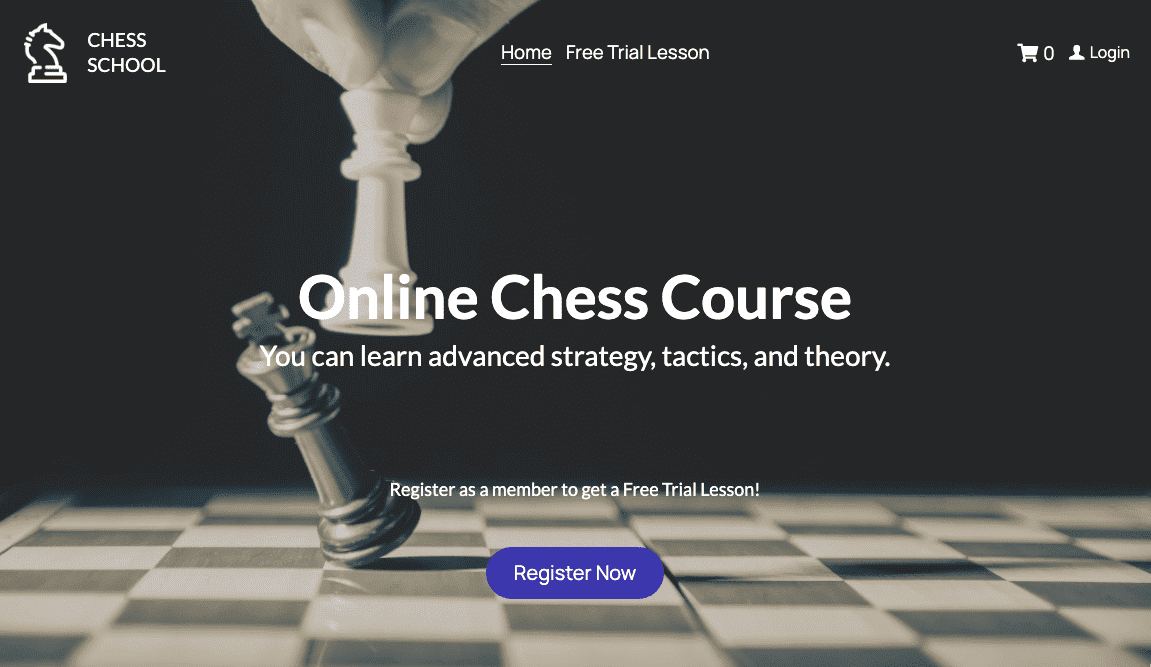 Plantilla de escuela de ajedrez de Strikingly