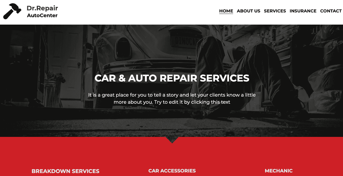 Templat Situs Web Mekanik dari Strikingly